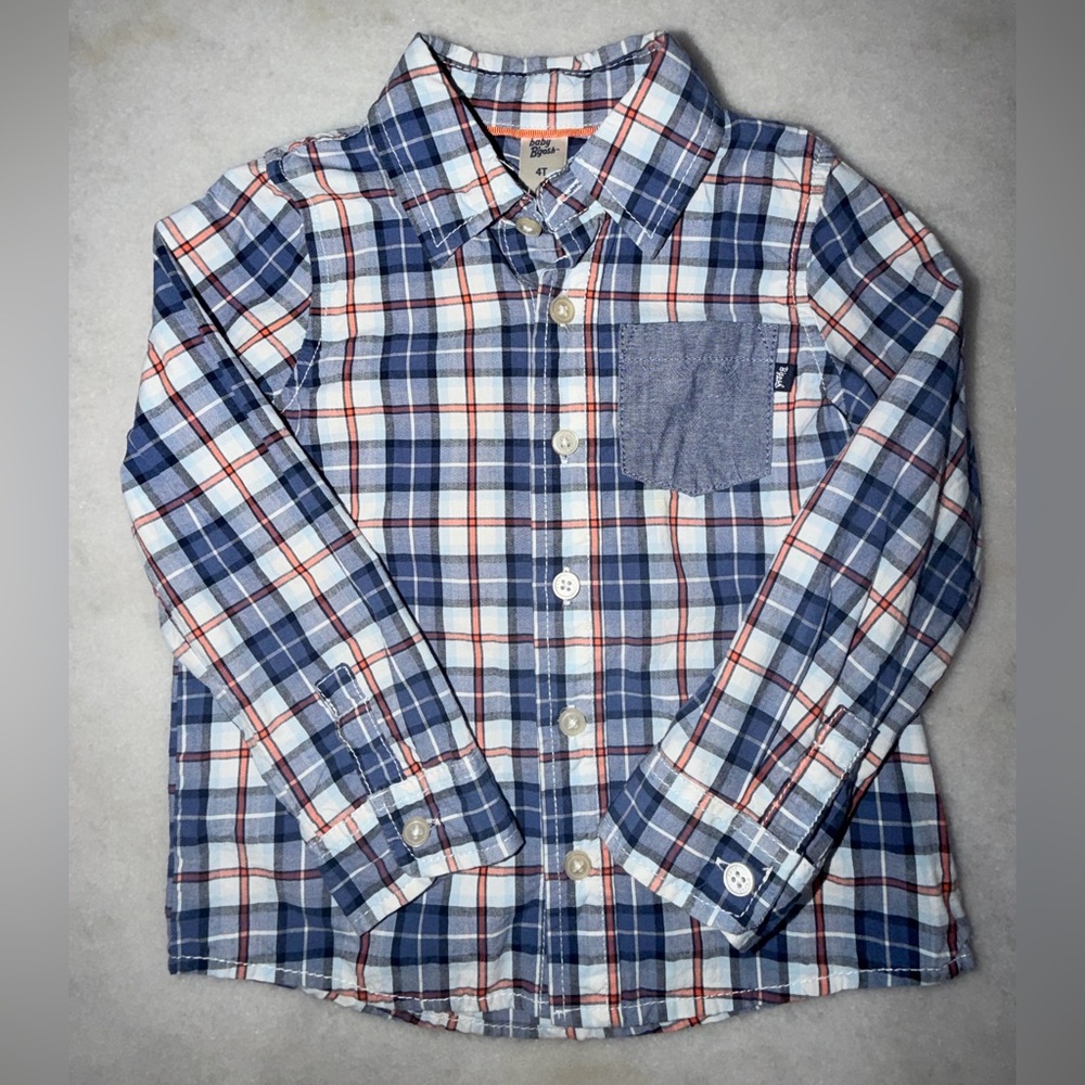 Kids Plaid Button-Down Shirt in Blue and Red